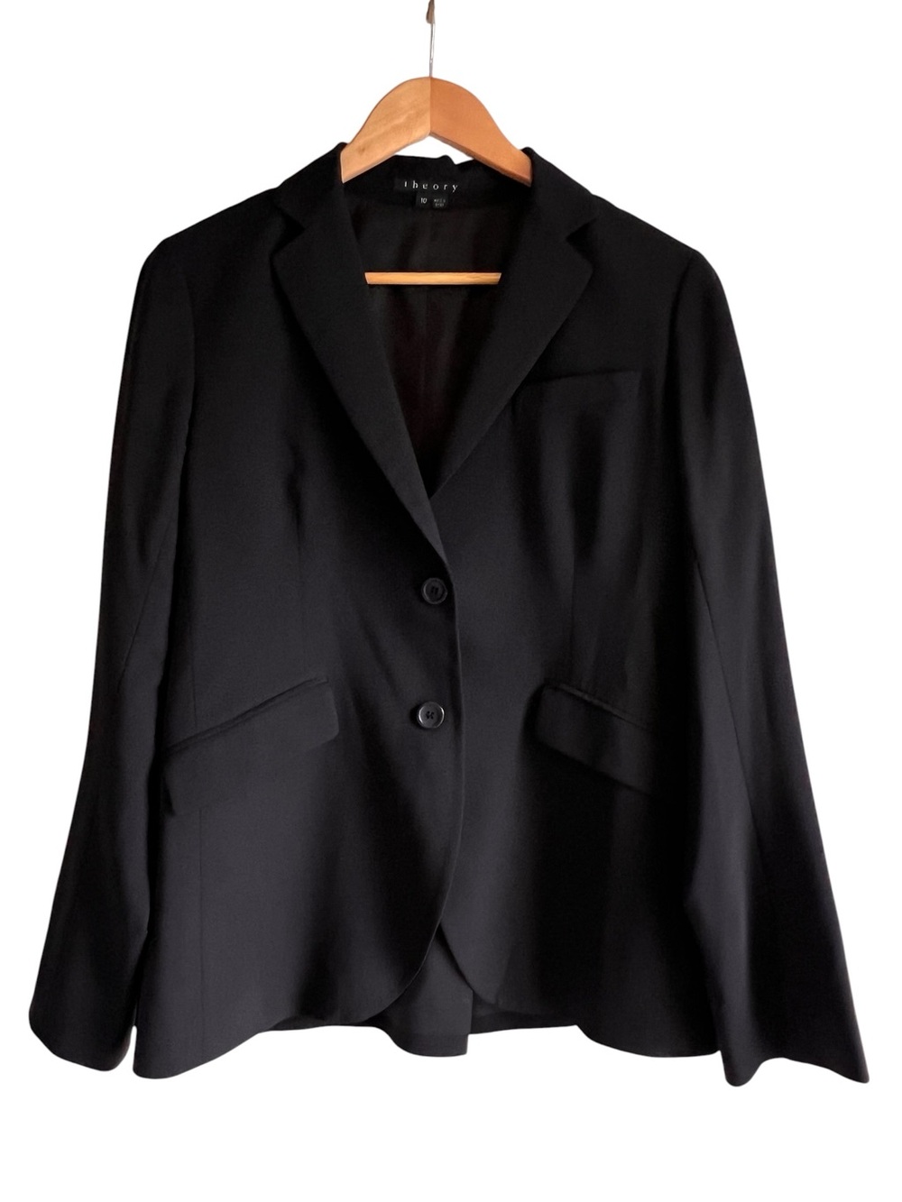 Theory wool blend single breast blazer in black size 10 excellent condition